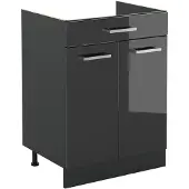 Vicco Keukenonderkast R-Line Antraciet Hoogglans/Antraciet 60 cm met lade zonder werkblad, Model 61073
