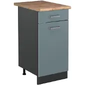 Vicco Keukenonderkast R-Line, Blauw-grijs/Antraciet, 40 cm goudkleurig eiken werkblad