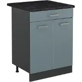Vicco Keukenonderkast R-Line, Blauw-grijs/Antraciet, 60 cm met lade antraciet werkblad