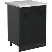 Vicco Keukenonderkast R-Line, Antraciet landelijk/Antraciet, 60 cm met lade marmer werkblad