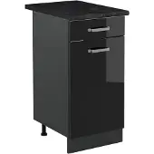 Vicco Keukenonderkast R-Line, Zwart hoogglans/Antraciet, 40 cm antraciet werkblad