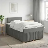 vidaXL Boxspringbed met matras Donkergrijs 120 x 190 cm Stof