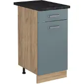 Vicco Keukenonderkast R-Line Blauw-grijs/Goudkleurig Eiken 40 cm antraciet werkblad, Model 61165