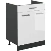 Vicco Keukenonderkast R-Line, Wit Hoogglans/Antraciet, 60 cm met lade zonder werkblad