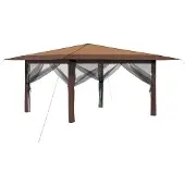 vidaXL Paviljoen met 4 zijwanden, 4 x 4 meter, beige en bruin
