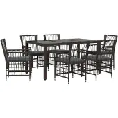 vidaXL Tuinset, 7-delig, zwart, polyrotan