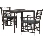 vidaXL Buiten Eettafel Set 3 st Zwart poly rattan