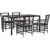vidaXL Buiten Eettafel Set 5 st Zwart poly rattan