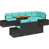 vidaXL Tuinset, 9-delig, zwart, polyrotan