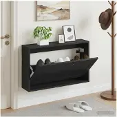 vidaXL Wandgemonteerde Schoenenkast UTRECHT 71 x 17 x 43 cm Zwart