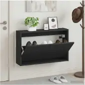vidaXL Wandgemonteerde Schoenenkast ALKMAAR 71 x 17 x 43 cm Zwart