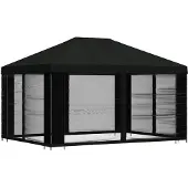 vidaXL Paviljoen met zijwanden, 4 x 3 meter, zwart, polyester en staal