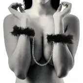 Coquette Chic Desire - Handboeien - Met Veren - Zwart