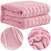 Fitizzio Zachte Pluche Plaid 160x200cm - 3D Bubble Design - Lichtroze