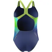 Speedo Meisjes Badpak Print Powerback Nightwatch/CitrusGrn