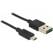 DeLOCK Easy-Micro USB naar Easy-USB-A kabel - USB2.0 - tot 2A / zwart - 0,50 meter