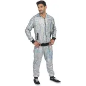 Chaks Trainingspak Zilver Geometrisch Iriserend - Maat XL