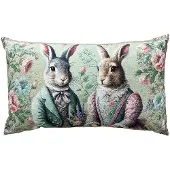 Clayre & Eef Sierkussen 35x50x4 cm Groen Polyester Konijnen