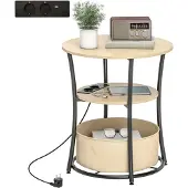 HOMCOM bijzettafel - tafel - Ø50 x 55,1H cm - stopcontactstrip