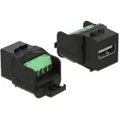 DeLOCK USB-A - terminal block Keystone module | USB2.0 | zwart
