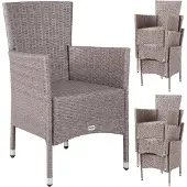Casaria Polyrotan Tuinstoelen - 6 Stuks Stapelbaar - Creme
