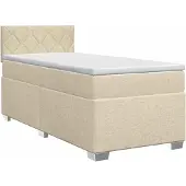 vidaXL Boxspringbed met matras en hoofdeinde, crème, 90 x 200 cm, stof