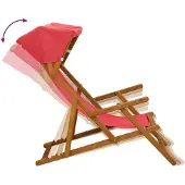 vidaXL Ligstoel 4 pcs 3 Positie massief eucalyptushout Rood