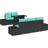 vidaXL Tuinbank Set 6 st 5-Aantal zitplaatsen Zwart en Turkoois