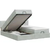 vidaXL Ottoman bed met matras met hoofdeinde 2 st Lichtgrijs Fluweel
