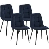 CLP Set van 4 eetkamerstoelen Tilde, bekleed met rugleuning, belastbaar tot 150 kg, blauw, materiaal: fluweel