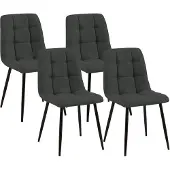 CLP Set van 4 eetkamerstoelen Tilde, bekleed met rugleuning, belastbaar tot 150 kg, donkergrijs, materiaal: stof