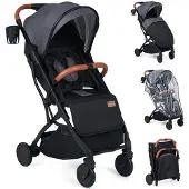 Northix Een inklapbare kinderwagen met regenbescherming, verstelbare hellingshoek en voetsteun, grijs