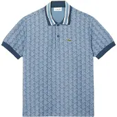 Lacoste Polohemd voor heren met monogram in jacquard (Blauw)
