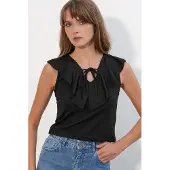 Big Dart Dames Effen Gebreide Korte Blouse Met Knop Vooraan