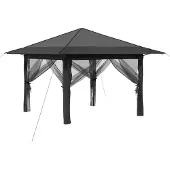 vidaXL Gazebo met 4 zijwanden, 3,3 x 3,3 m, lichtgrijs en antraciet