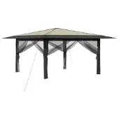 vidaXL Paviljoen met 4 zijwanden, 4 x 4 meter, crème en antraciet