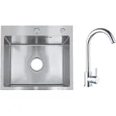 Faizee Home Future RVS Spoelbak Zilver 50x45x22 cm met Genial Kraan