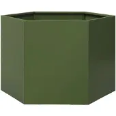 vidaXL Plantenbak zeshoek 69x60x45 cm staal olijfgroen