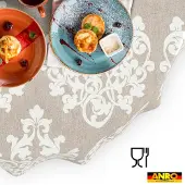 ANRO Tafelkleed Damast Beige Rond Ø100cm Rechte rand Afwasbaar Waterafstotend Binnen & Buiten