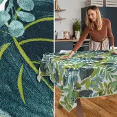 ANRO Tafelkleed Tropische bladeren Groen 200x140cm Met sierband Afwasbaar Waterafstotend