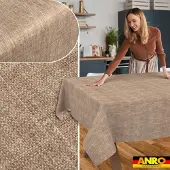 ANRO Tafelkleed Effen linnenlook Bruin 140x100cm Rechte rand Afwasbaar Waterafstotend