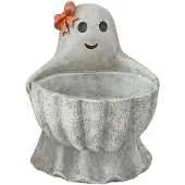 Clayre & Eef Bloempot Pompoen;Spook Wit Kunststof Herfst decoratie