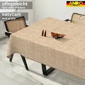 ANRO Tafelkleed Effen linnenlook Meerkleurig 300x140cm Met sierband Afwasbaar Waterafstotend