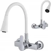 Gamma Wandkraan Keuken Flex Wit/Chroom 2-Functies Zwenkbaar