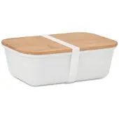 Midocean Lunchbox van PP kunststof met bamboe deksel. Wit 1500ML