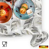 ANRO Tafelkleed Bladeren Grijs 280x140cm Rechte rand Afwasbaar Waterafstotend Binnen & Buiten