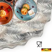 ANRO Tafelkleed Bladeren Grijs Ovaal 260x140cm Rechte rand Afwasbaar Waterafstotend Binnen & Buiten