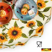 ANRO Tafelkleed Zonnebloemen Meerkleurig Ovaal 260x140cm Rechte rand Afwasbaar Waterafstotend