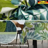 ANRO Tafelkleed Tropische bladeren Groen 260x140cm Met sierband Afwasbaar Waterafstotend