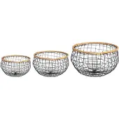 Idimex Metalen manden LOU, set van 3 - Zwart